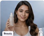 Beauty creator holding skincare